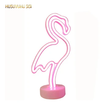 

HUSUYUHU SISI Neon Decoration Flamingo Room Layout Stars Lights Girl Heart Romantic Table Lamp Night Light