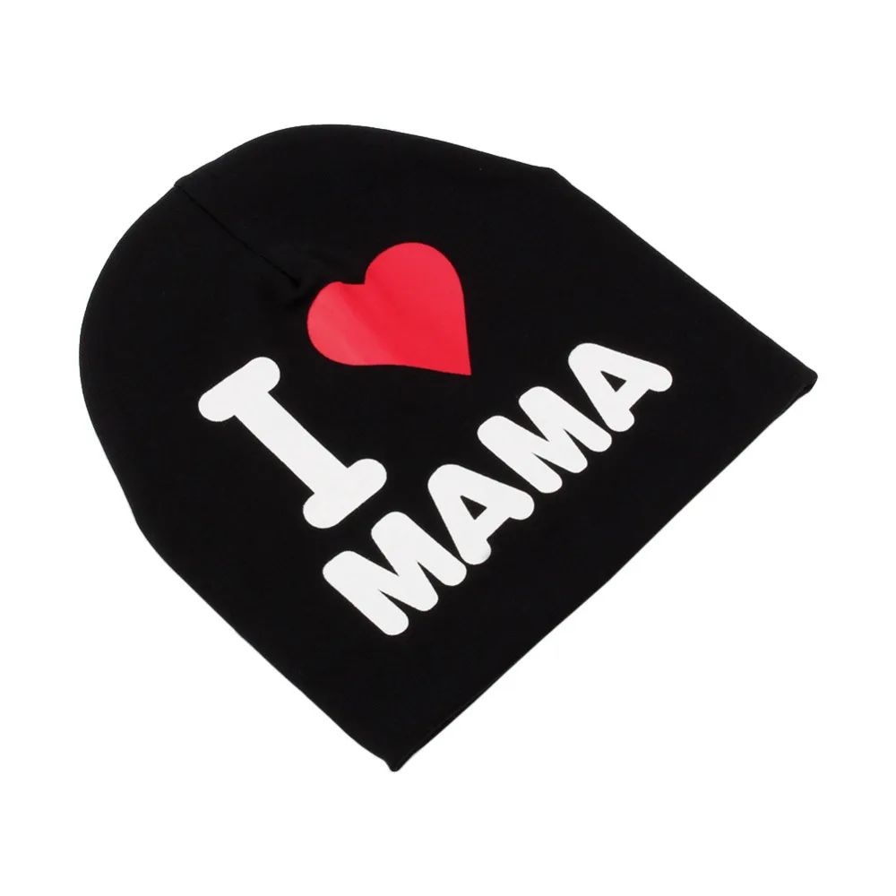 10 шт./лот Новые Модные Детские младенческой хлопковая Шапка-бини I LOVE MAMA/мужская кепка 3 цвета милые Письмо печати теплая шапка для новорожденных детей