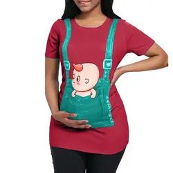 Новинка 2019 года; летняя модная женская блузка с короткими рукавами и рисунком для беременных; повседневные футболки для кормящих детей