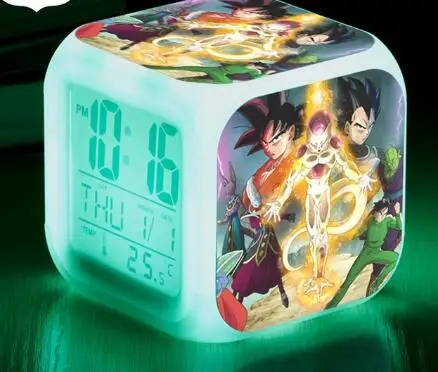 Повтор wekker часы Dragon Ball будильник светодиодный reloj despertador детские часы цифровые часы многофункциональная лампа подарки+ коробка - Цвет: Розовый