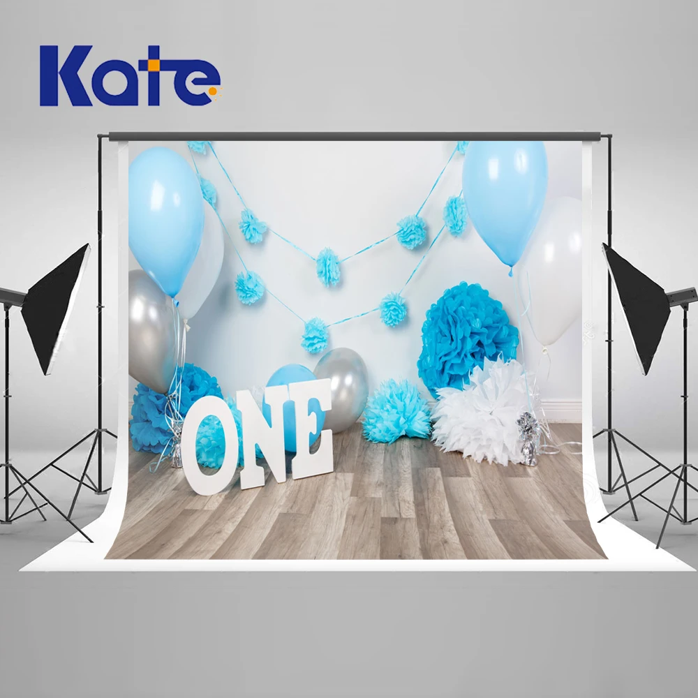 KATE Wedding Backdrop Newborn Birthday Photocall Background Wood Photo Backdrop Cake and Ballon Blue Backdrop for Studio funnytree photography background travel birthday party world map hot air balloon backdrop photocall photo studio professional
