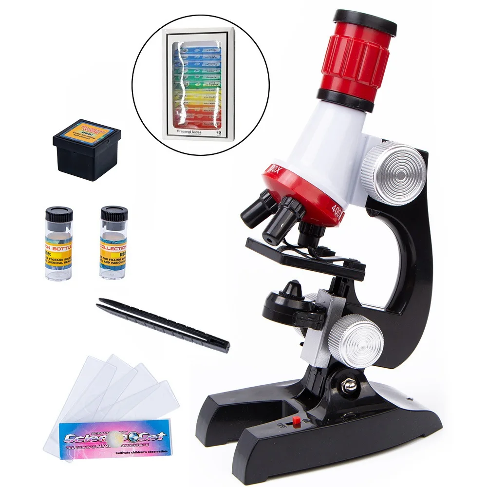 1200X набор микроскопов, лабораторный светодиодный, для дома, школы, для обучения детей, игрушка, Рафинированный Биологический микроскоп для детей, подарок - Цвет: SET1