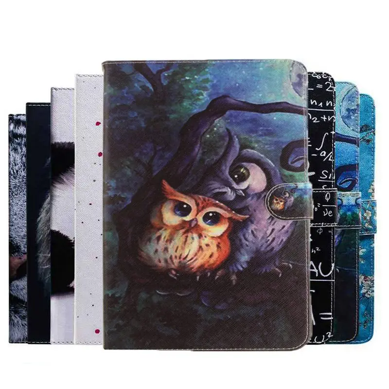

3D Owl Priting PU Leather Case for Amazon Kindle Fire HD 10 2017 Smart Cover for Amazon Fire HD 10 2015 protective case+film+pen