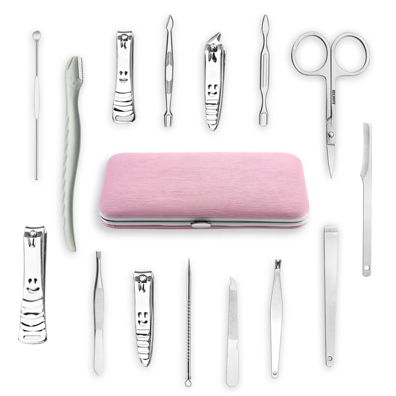 8/15Pcs Stainless Steel Manicure Set Nail Kit Nail Clipper Nipper Cutter Scissors Tweezers Ear Pick
