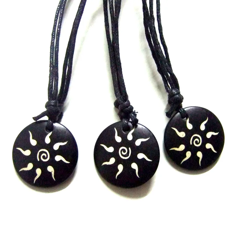 12Pcs Black Wax Cotton Cord Chinese Feng Shui Taiji Bagua Yin Yang