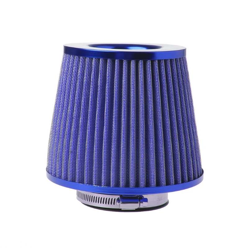 

Blue Vehicle Air Filter Air Intake Chrome Open Top Cone Breather 3" Inlet O04