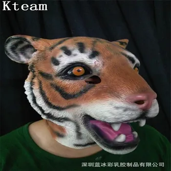 

Hot Masquerade Masks Tiger Mask Latex Animal Costume Prop Halloween Ball Mask Dropshipping mascherina del par Halloween Supplies
