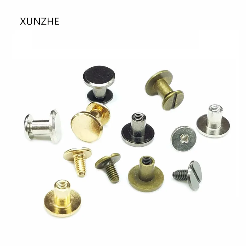 

XUNZHE 20 pcs pure copper 9 mm*5.3 mm belt screw flat-top I-to-clip case connection rivet DIY remaches Dress Accessories
