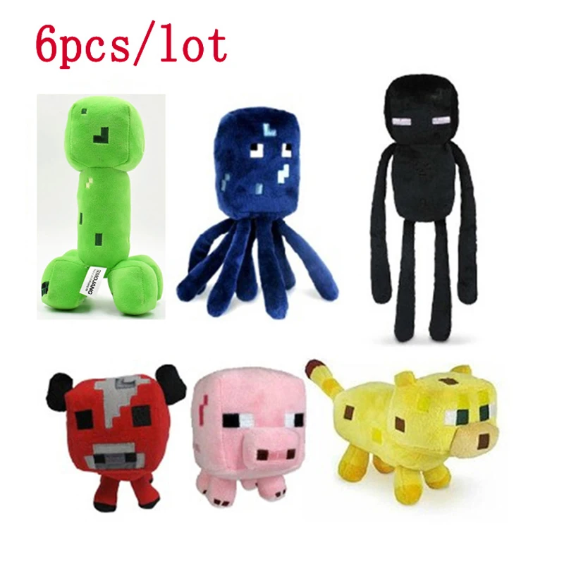 Minecraft Plush Toys 6pcs/lot 16-26cm Minecraft Creeper Enderman Ocelot Squid Pig Mooshroom Plush Stuffed Toys for Kids Gifts Minecraft Plush Toys 6pcs/lot 16-26cm Minecraft Creeper Enderman Ocelot Squid Pig Mooshroom Plush Stuffed Toys for Kids Gifts