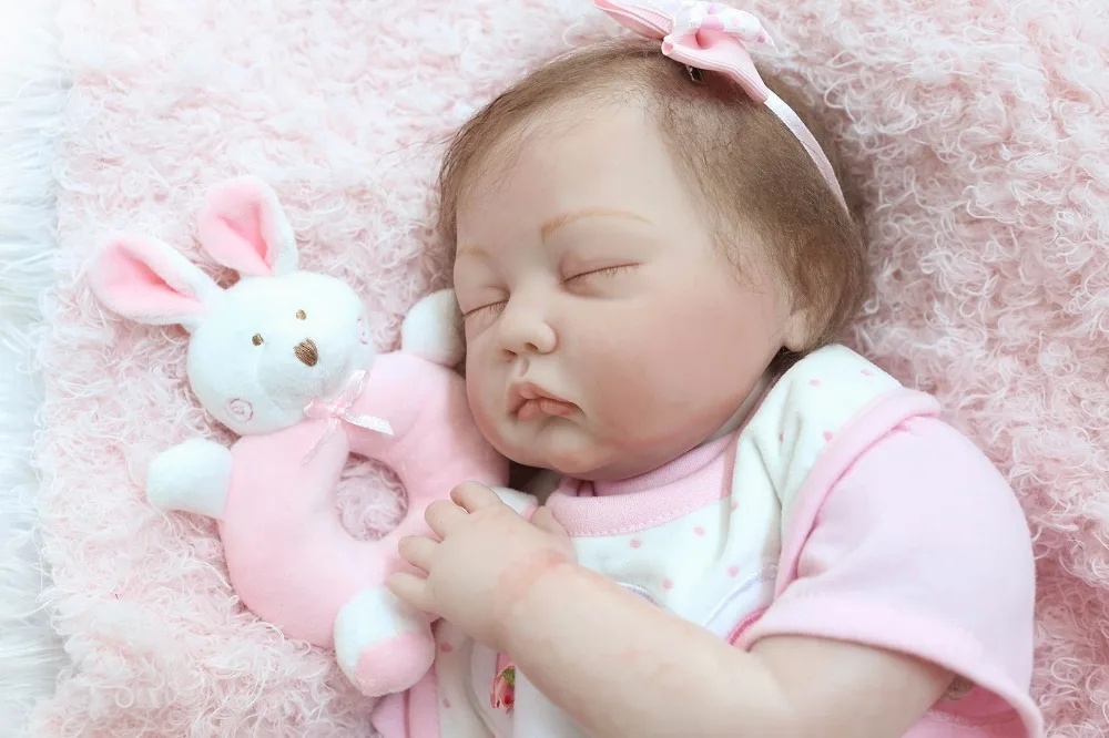 

NPK high-end 22Inch silicone reborn baby dolls rooted eyelash micro mohair best children gift sleeping dolls bebe bonecas reborn