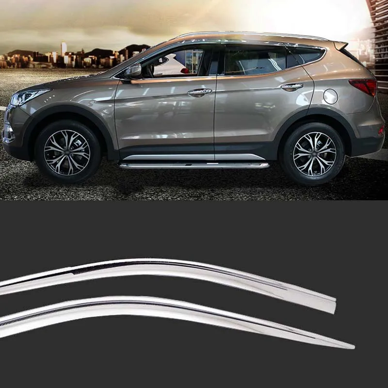 1 Set Brand New Chrome Side Vent Sun Shade Window Visors Rain Guard Deflectors For Hyundai Santa 2017 1 Set Brand New Chrome Side Vent Sun Shade Window Visors Rain Guard Deflectors For Hyundai Santa 2017