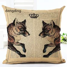 pillow dakimakura Skull Alice in Wonderland Decorative Throw Pillow Cover Animal Fox Newspaper Cotton Linen Cover