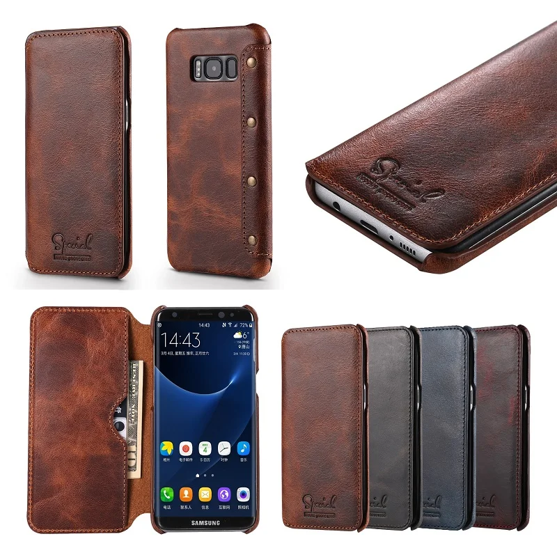 Real Genuine Leather Flip Case For Samsung Galaxy S8 Plus S 8 Cell