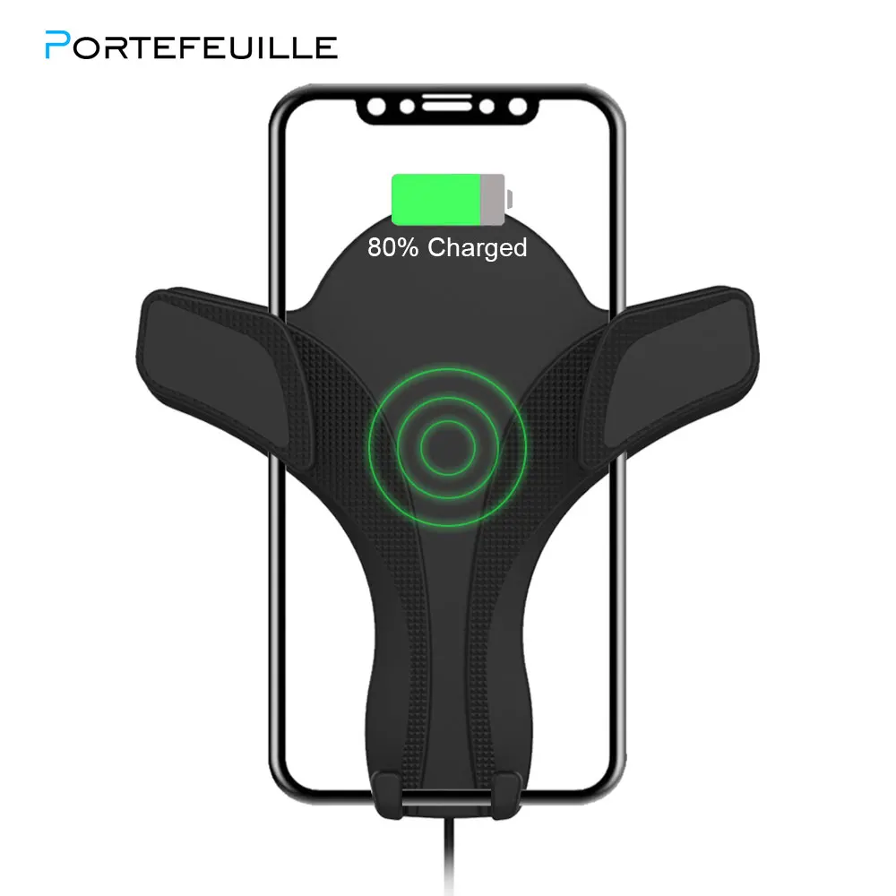 Portefeuille Qi Fast Wireless Charger Car Mount Air Vent
