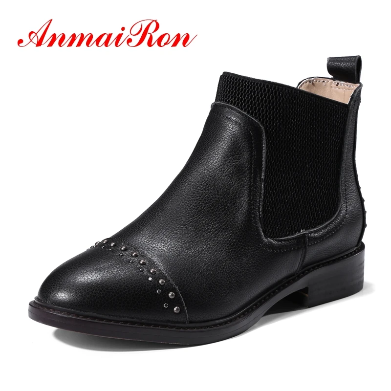 

AnmaiRon New Fashion Women short round toe boots lady slip-on ankle boots Size 34-39 ZYL1250
