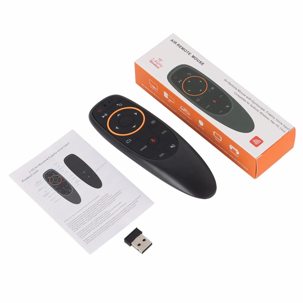 G10 2.4G Voice Air Mouse 6 axis Gyroscope Fly Mouse Add IR Learning Function Work With Android Box TV PK Wechip W1 For X96 mini