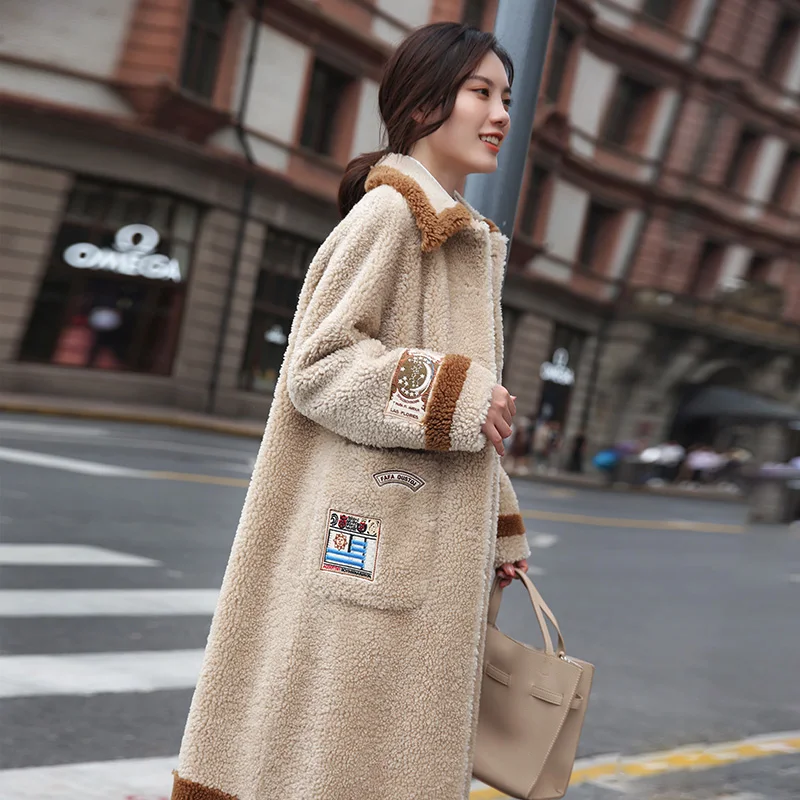 Manteau Femme Moutons Automne Coréenne Fourrure Hiver Laine Vintage En Peau De Vêtements Zt1353 Veste Beige 2018 Femmes blue Réel Mouton axYwtq7dEa