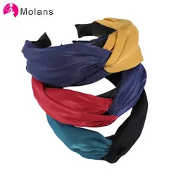 Моланские цветные простые женские аксессуары для волос Контрастный ЦВЕТНОЙ тканевый ободок многоцветные крестообразные широкие резинки