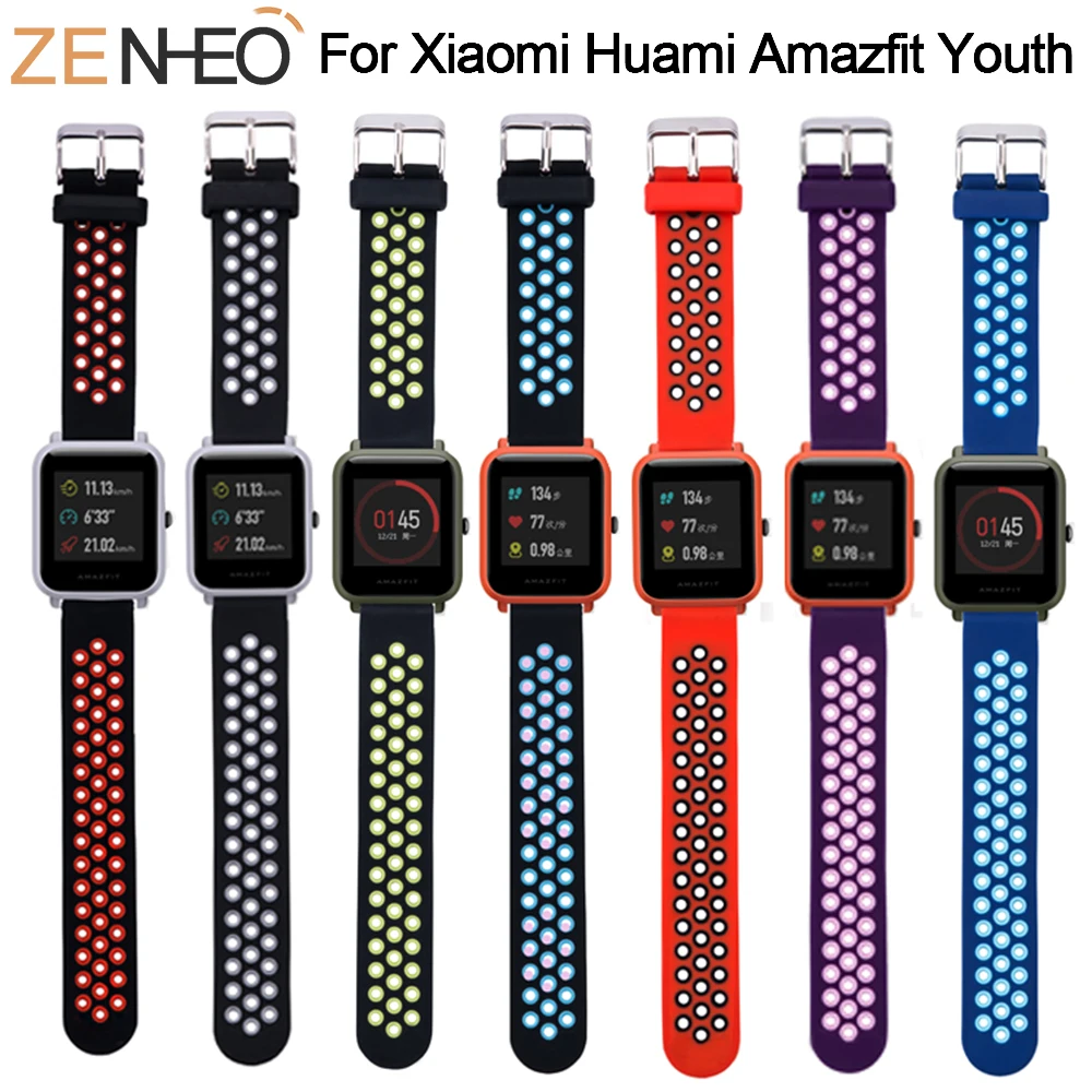 Спортивный силиконовый ремешок для часов Amazfit Bip Xiaomi Huami браслет Bit запястья 20