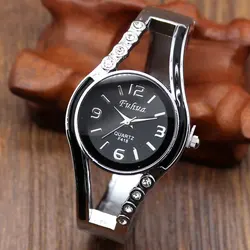

New Fashion Bangle Bracelet Band Metal Band White/Black Dial Crystal Quartz Wrist watch Women Lady Gift W1001