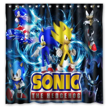 

Custom Waterproof Bathroom Shower Curtain sonic the hedgehogMildew Resistant Polyester Fabric Bath Curtains 180*180cm