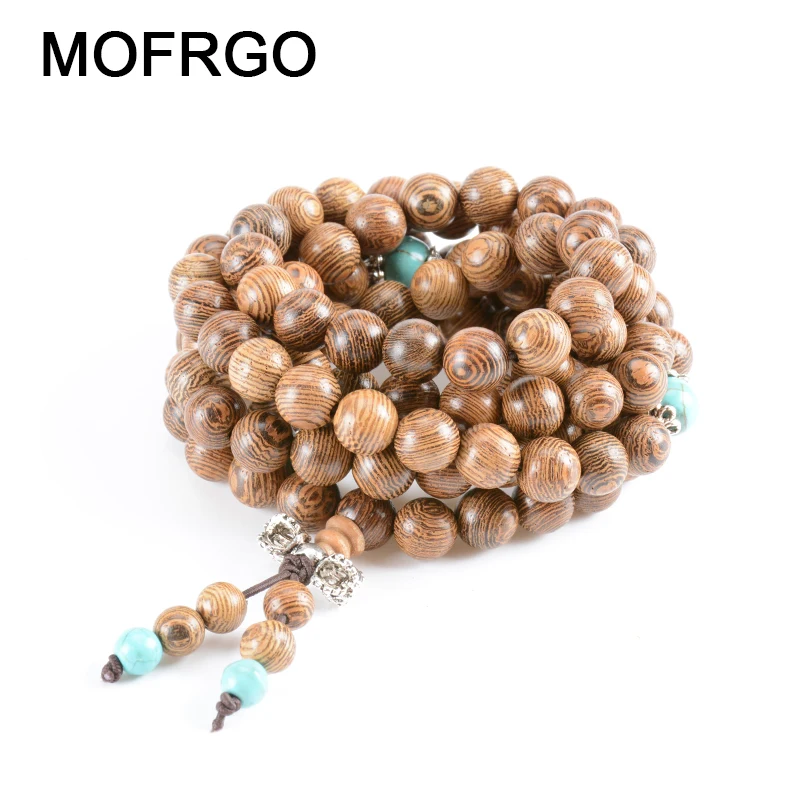 Beaded Long Mala Wooden Tibetan Buddhist Prayer Necklace Boho Wood Beads Beaded Long Mala Wooden Tibetan Buddhist Prayer Necklace Boho Wood Beads