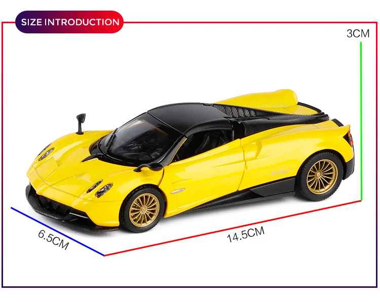 Высокая имитация 1/32, Pagani Huayra, усовершенствованная модель автомобиля из сплава, металлическое литье, оттягивание, мигающие детские игрушки, транспортные средства