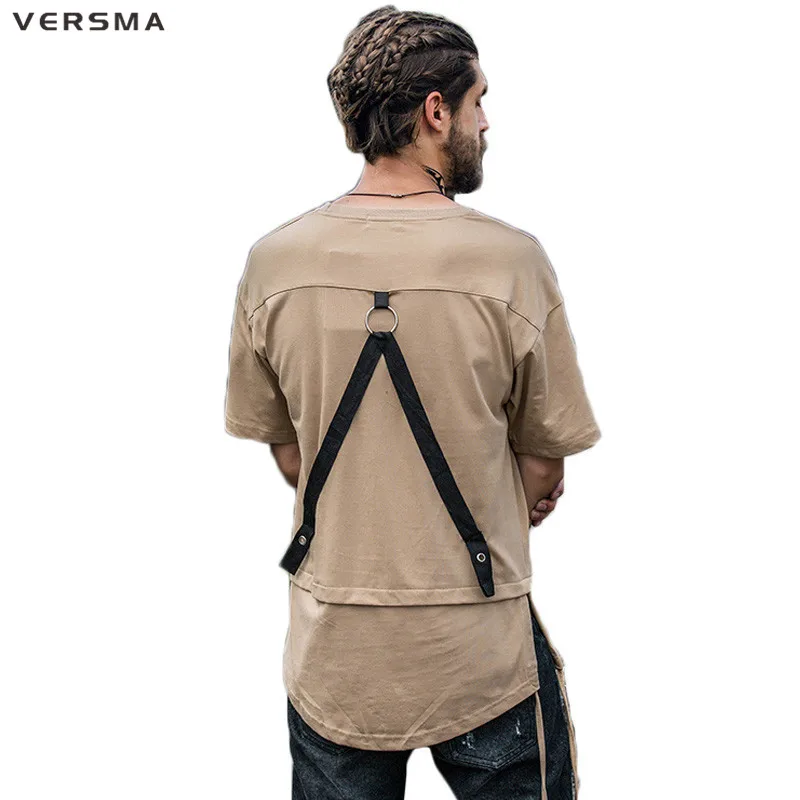 VERSMA 2017 Trend High Street Hip Hop Ribbon Holes Patchwork T-shirts
Men Summer Justin Bieber Vintage Loose Oversize Tshirt Men