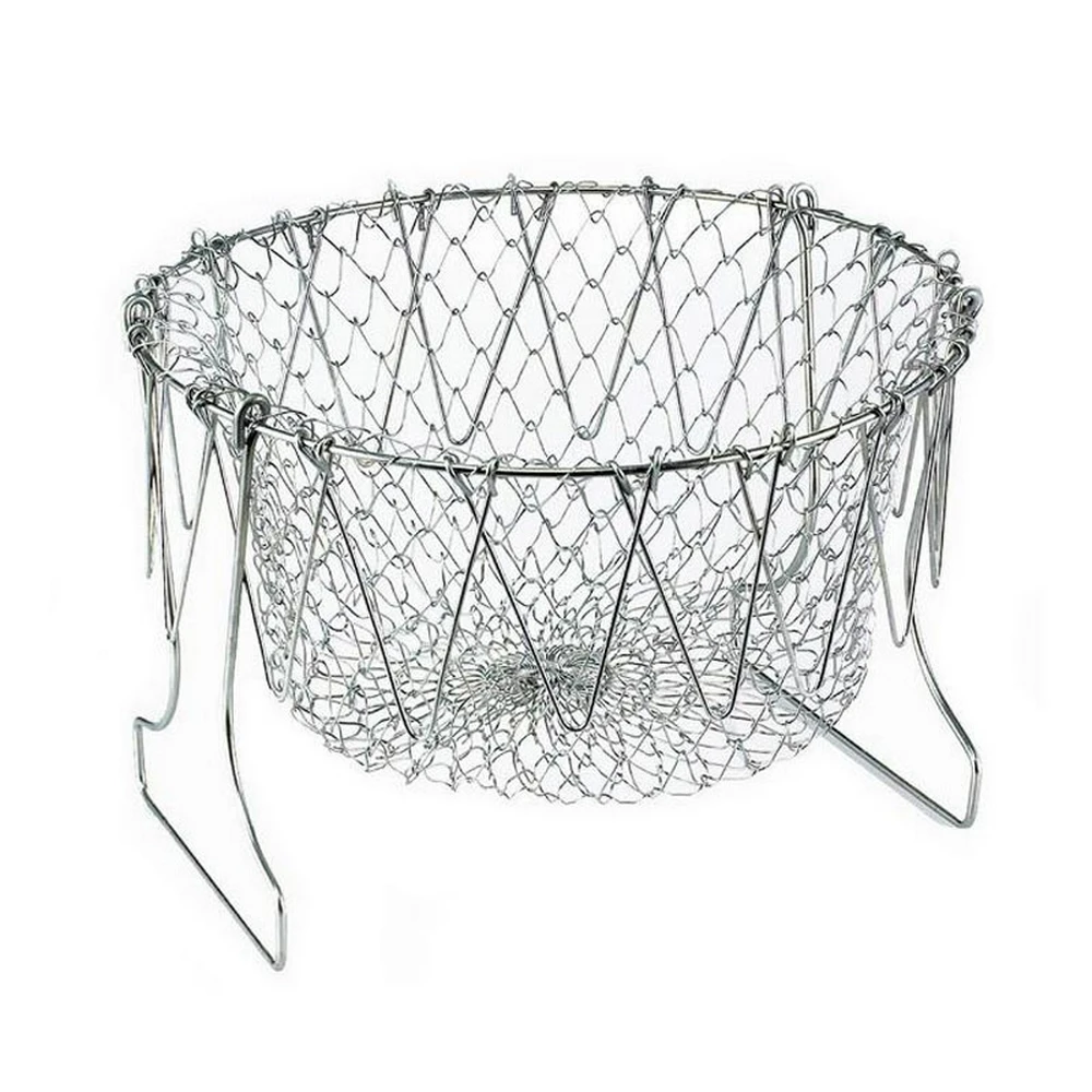High Quality Foldable Fry Basket Rinse trainer Stainless Steel Colander Basket Mesh Basket Strainer Net Kitchen Cooking Tool (1)