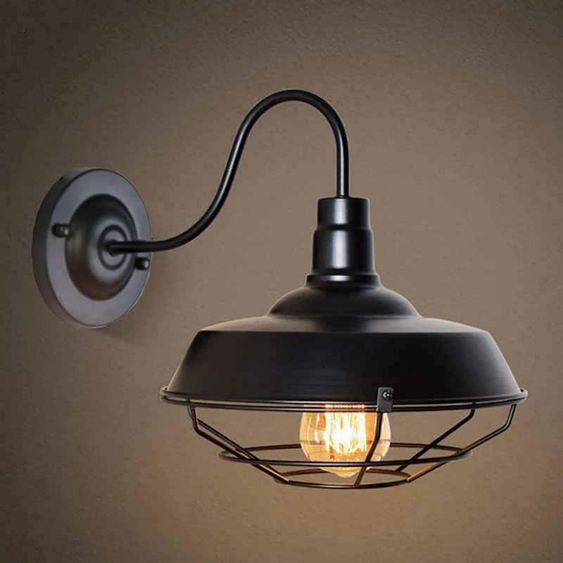

Retro industrial LED wall lamp creative wrought iron net cover single head wall lamp bar restaurant club decor lamps mx4231032