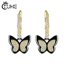 Элегантные хрустальные подвески-бабочки, висячие серьги-крючки, очаровательные стразы, серьги-гвоздики для женщин, вечерние ювелирные изделия, аксессуары для женщин