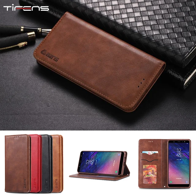 US $3.77 A6plus Case For Samsung Galaxy A6 Plus 2018 Luxury Leather Wallet Flip Strong Magnetic Card Holder 