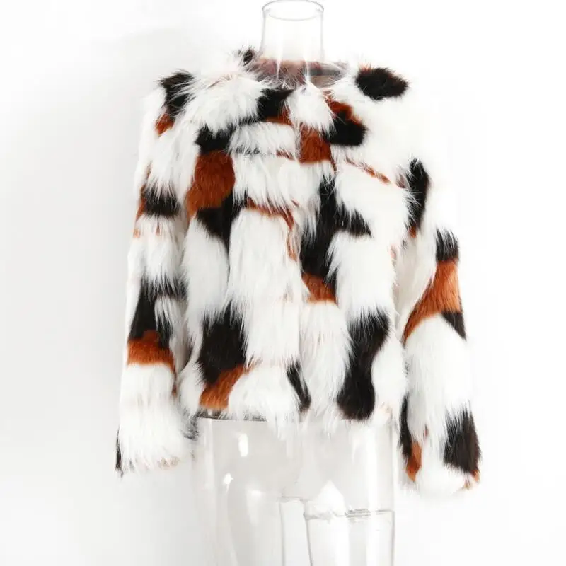 

MSAISS Fur Coat Women Fluffy Warm Long Sleeve Outerwear Autumn Winter Coat Jacket Hairy Collarless Overcoat Plus Size 4XL