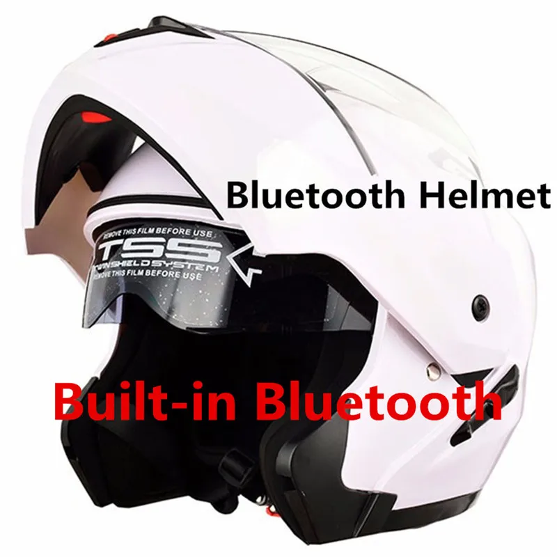 

WANLI 286 Built-in Bluetooth Helmet Double Visors Motorcycle Casco Flip up Motor bike Bluetooth Capacete Moto Casque DOT