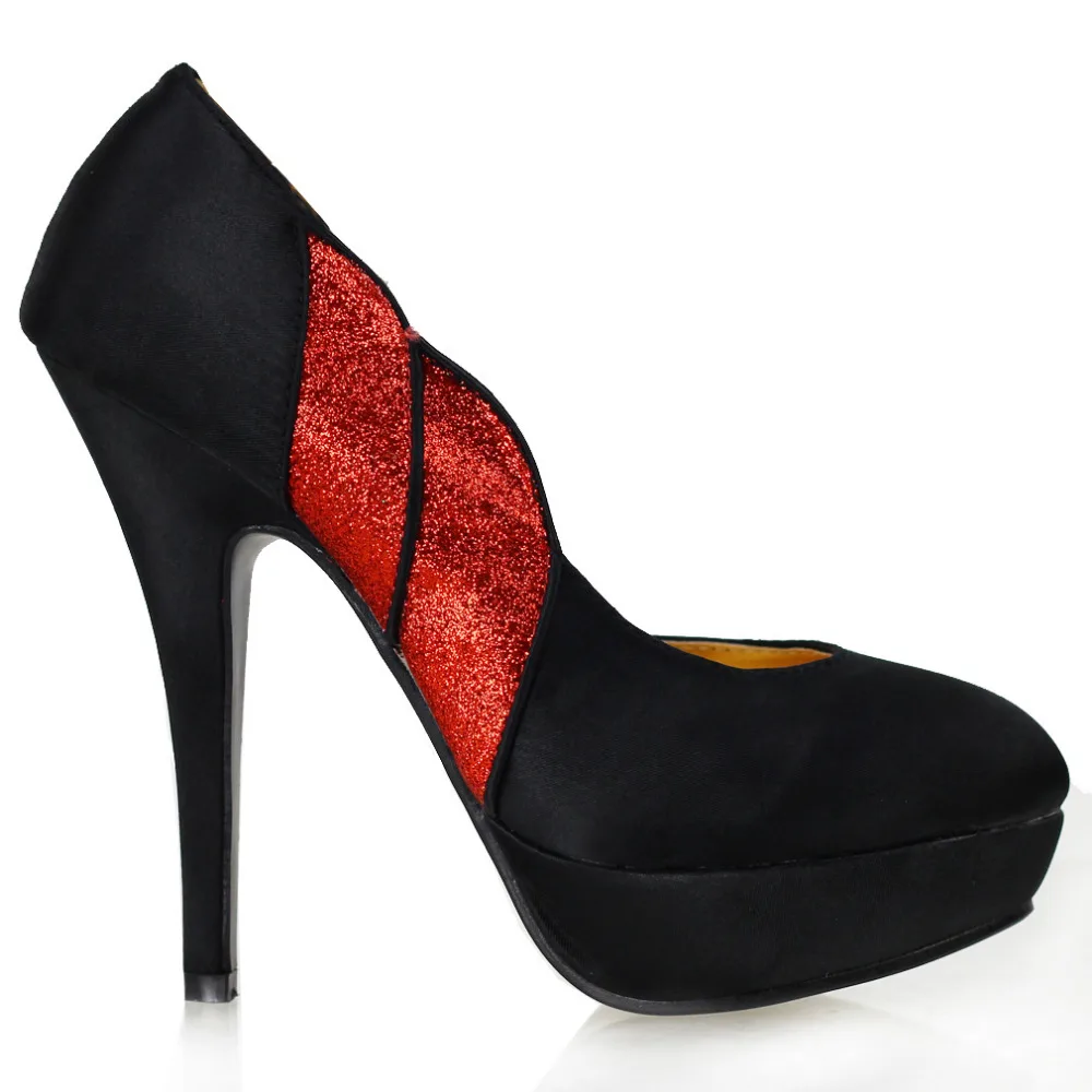 LF30429 New Glitter Satin Open Club Stiletto Platform High Heels Pumps