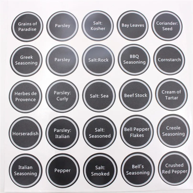 13pcs Printed Spice Jar and Pantry Label Set Chalkboard Round Stickers Write-on Labels Stickers #4M08 (1)
