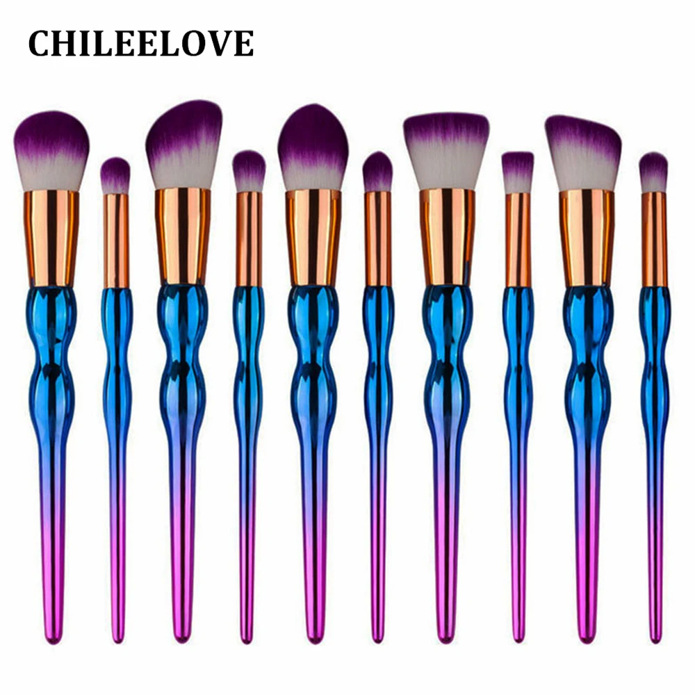 

CHILEELOVE New 10 Piece Gourd Makeup Brush Sets Foundation Brush Blusher Powder Eyeshadow Blending Eyebrow Lip Brushes