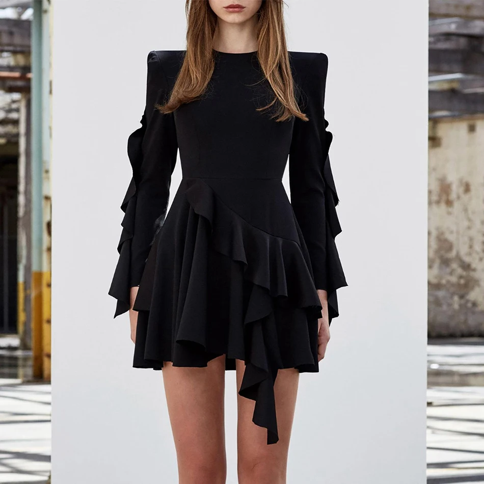 

Newest Summer Celebrity Party Women Dress Black White Long Sleeve O-Neck Sexy Night Out Club Dress Women Vestidos