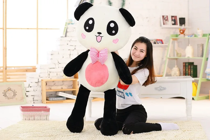 stuffed plush toy large 120cm gaint panda plush toy with bowtie soft doll throw pillow christmas gift b1476 stuffed plush toy large 120cm gaint panda plush toy with bowtie soft doll throw pillow christmas gift b1476