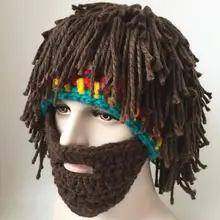 Парик борода шапки раста бандана дреды ручной работы вязаный женский мужской костюм для Хэллоуина подарок бойфренда забавная вязаная шапка с бородой