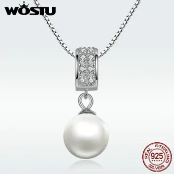 

New Arrival 925 Sterling Silver Wedding Pendant Necklaces With Simulated Pearl for Women Female Jewelry Gift For Wife DXN030
