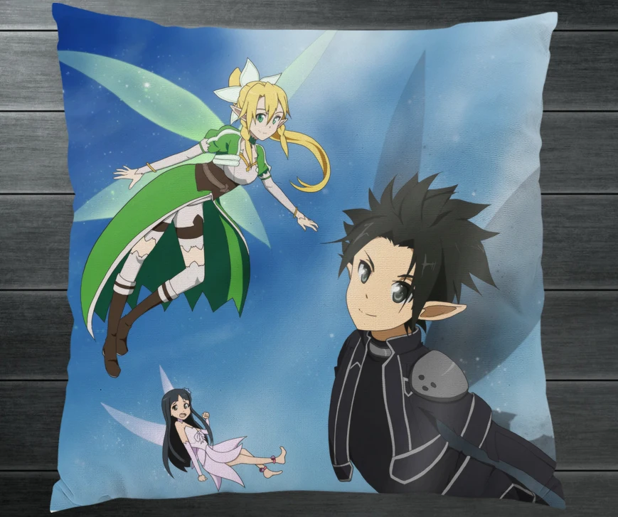 Аниме Роман Сан-меч искусство онлайн Kirito Yuuki Asuna двухсторонняя подушка чехол s