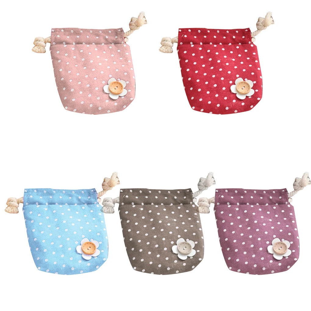 2019 جديد النقاط زهرة الكتان الرباط جيب حقيبة التخزين الأطفال الفتيات محفظة نسائية للعملات المعدنية محافظ حبل أكياس أحدث