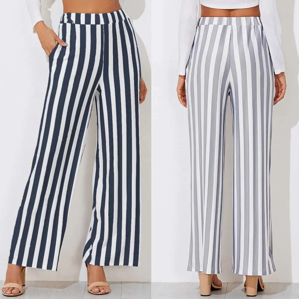 

Perimedes Women Yoga Pants Sports Running Casual New Stripe Print Wide Leg Workout Sports Pants Leggings#g10