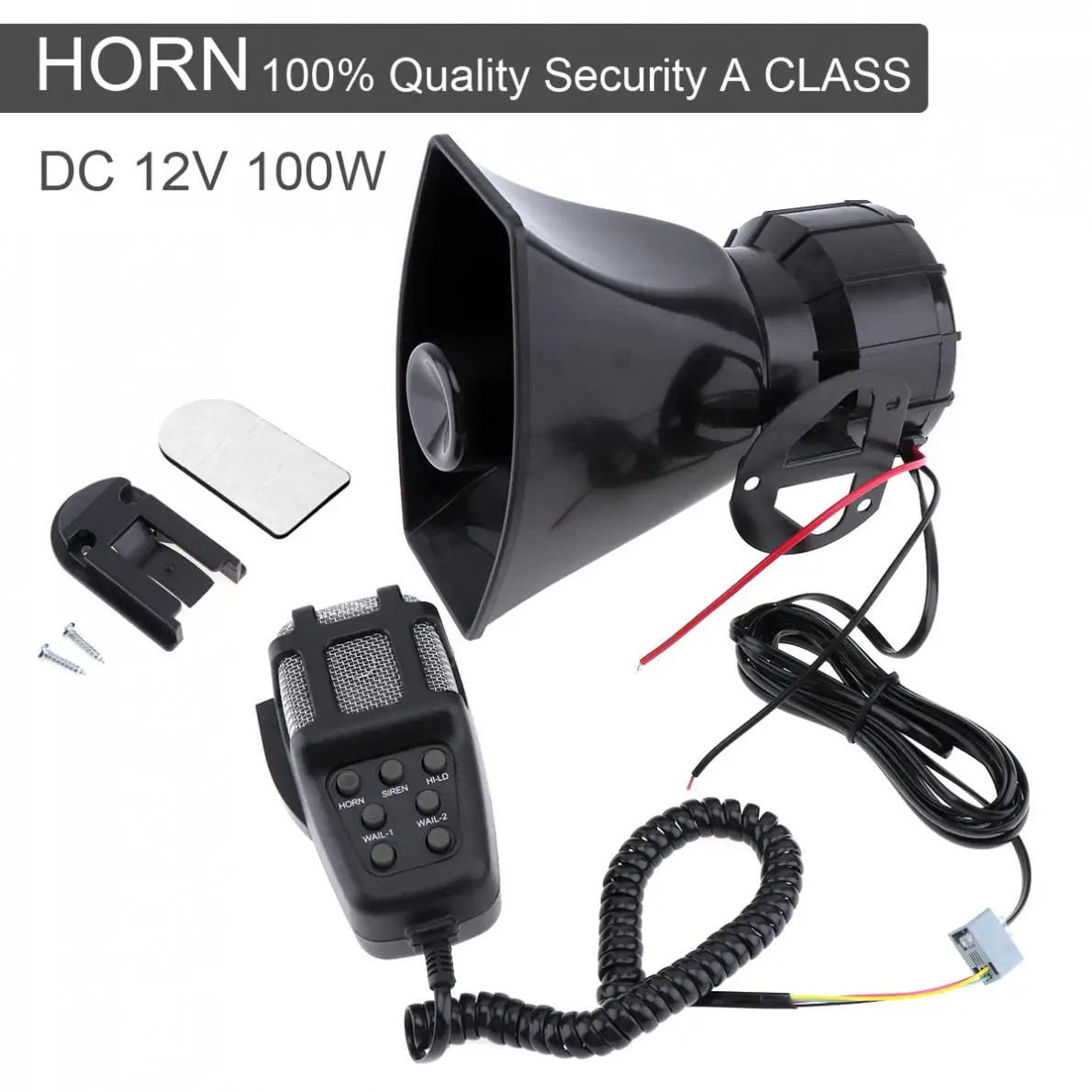 

100W 12V 7 Sound Car Electronic Warning Siren Motorcycle Alarm Firemen Ambulance Loudspeaker with MIC