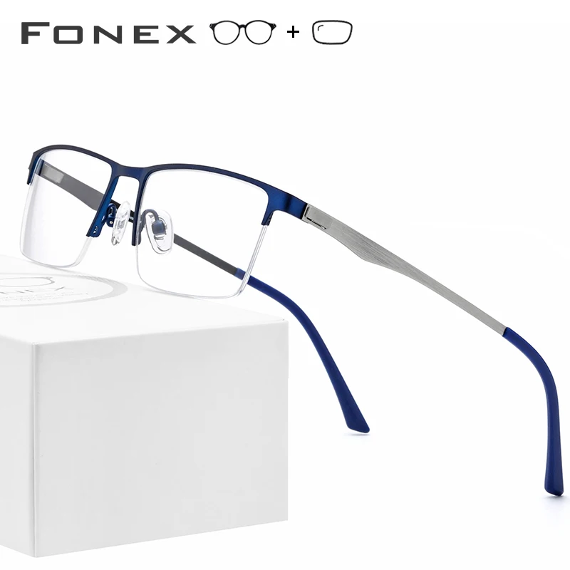 

Alloy Prescription Glasses Frame Men Ultralight Half Square Eyeglasses Myopia Eye Glass for Man Optical Frames Screwless Eyewear