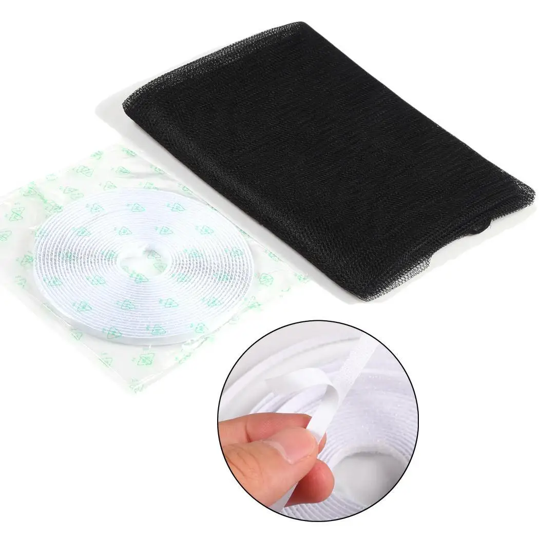 

DIY Mesh Insect Protector Net Flyscreen High sealed Window Screen Removable Washable Black Polyester Window With Fastening Tape