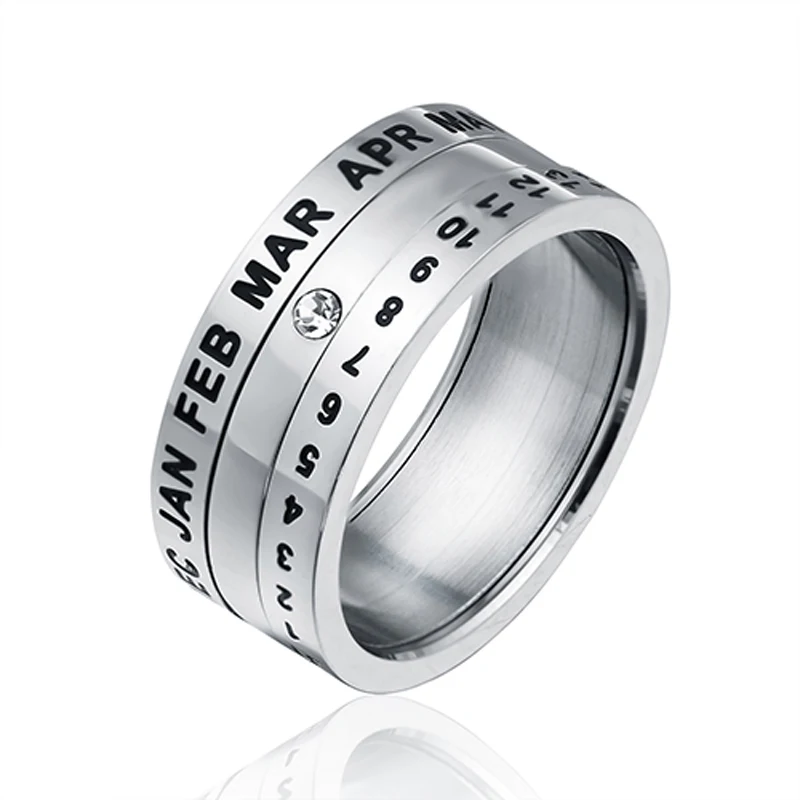 ZMZY Fashion Stainless Steel Rings for Men Women Anniversary Jewelry Date Number Letter Special Birthday Gift Finger Ring | Украшения и