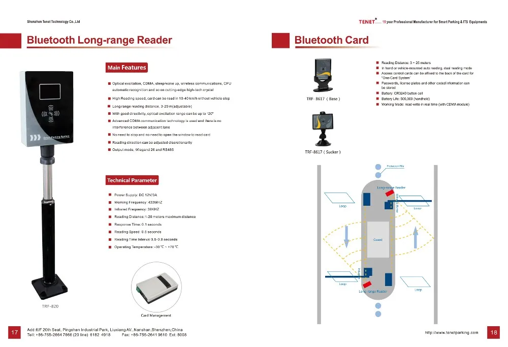 HOT SALE TENET 433MHZ LONG RANGE CARD READER FOR PARKING