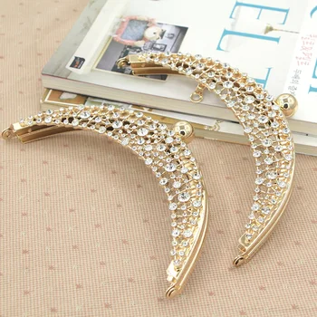 

10 pcs per Lot 19.5 cm ,20.5 cm Gold Color Crystal Purse Frame Obag Handle DIY Handbag Accessories Bag Parts China Supplier